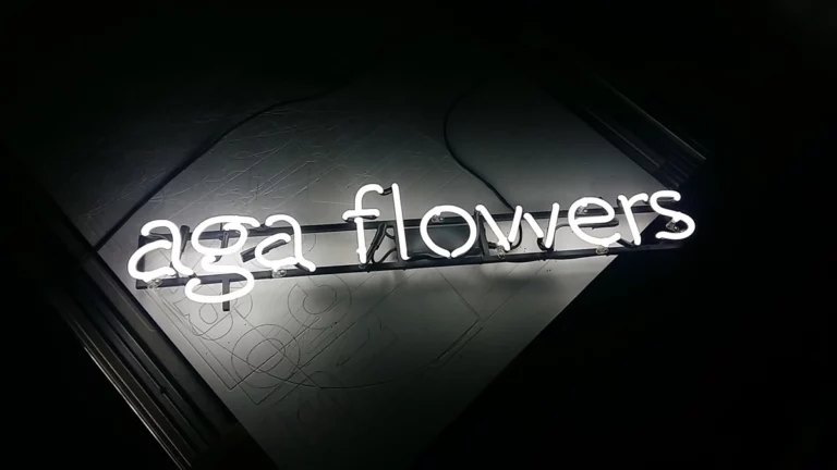 Neony gazowe Warszawa. Biały barwiony w masie neon gazowy Aga flowers